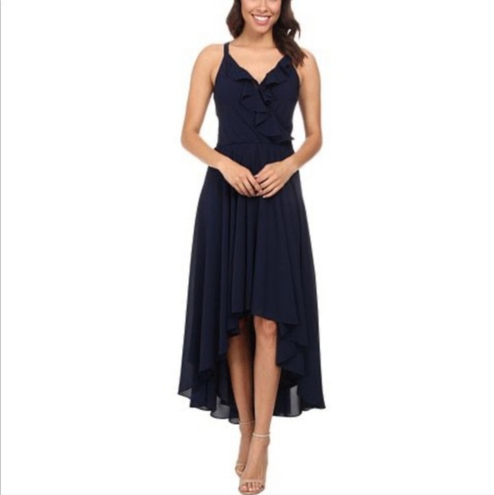 NWT‎ Kut from the Kloth Navy High Low Maxi Dress Size 4
